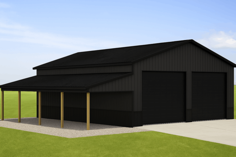 Pole Barn Garage - Pole Barn - 32x48x16 With 12x48 Lean to