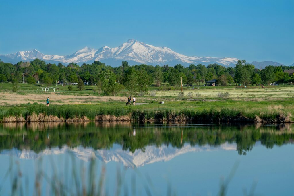 Beautiful landscape of Longs Peak mountains from Longmont, Colorado.